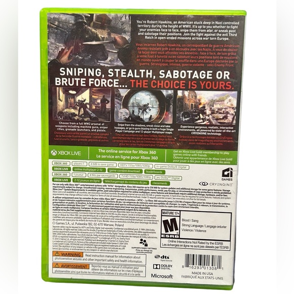 Xbox 360 Enemy Front Video Game With Instructions - Picture 3 of 3